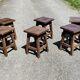 6 rustic brutalist wooden stools