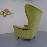 Italian Mohair Wingback Chair, 1950s