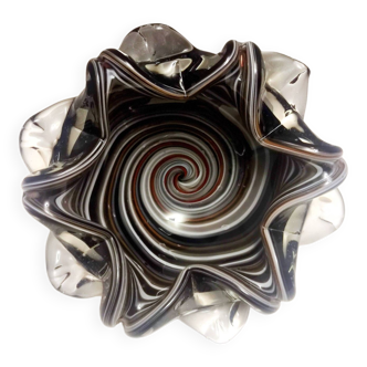 Vintage Black Murano Glass Ashtray - Trinket Bowl by Fratelli Toso