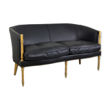 Black leather club sofa
