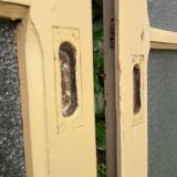 Pair of antique translucent glass sliding doors