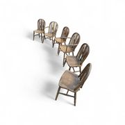 A slightly weathered Windsor wheelback dining set (7) by Oirschotse Meubelindustrie 1950s