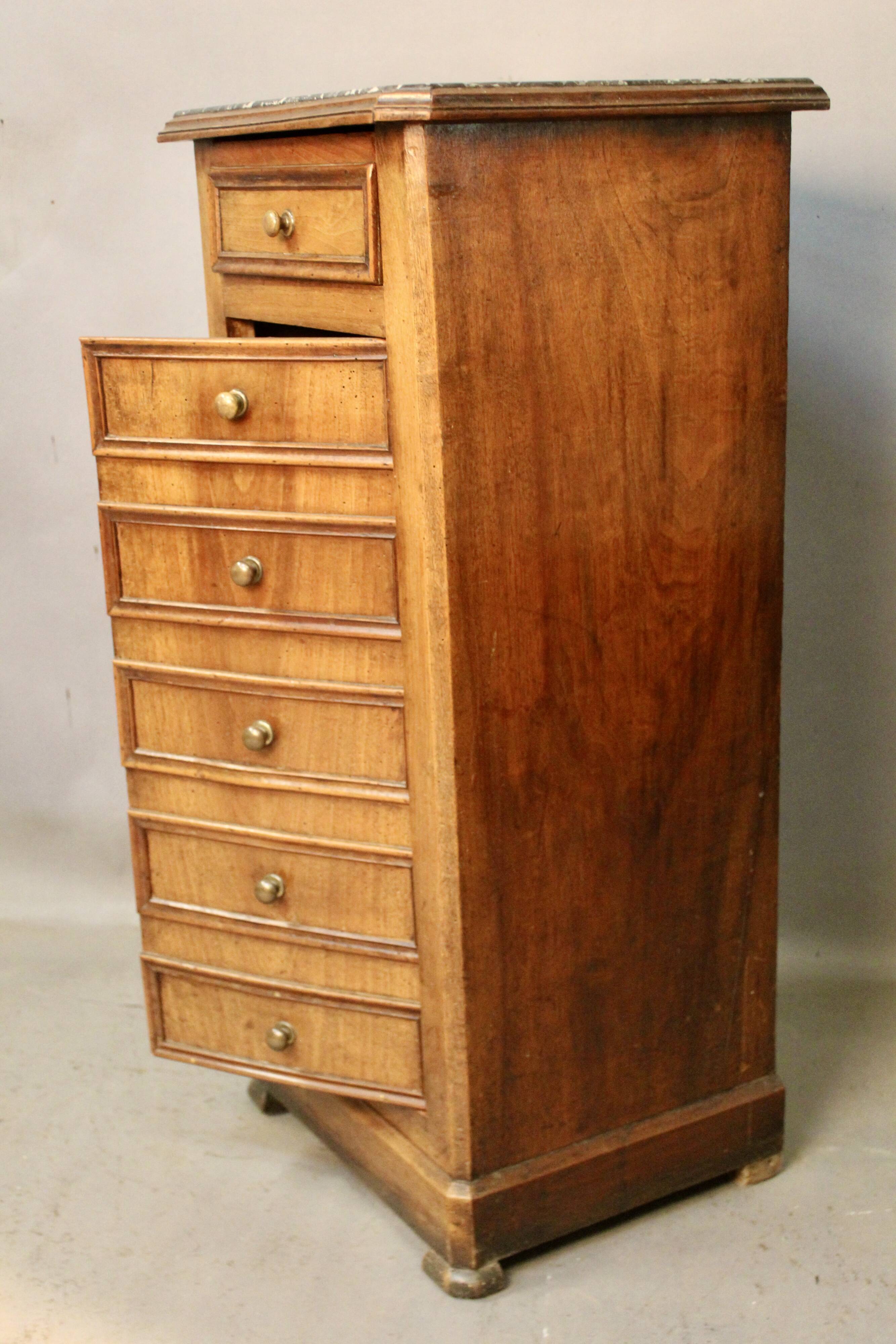 Louis Philippe bedside table in walnut with false drawers