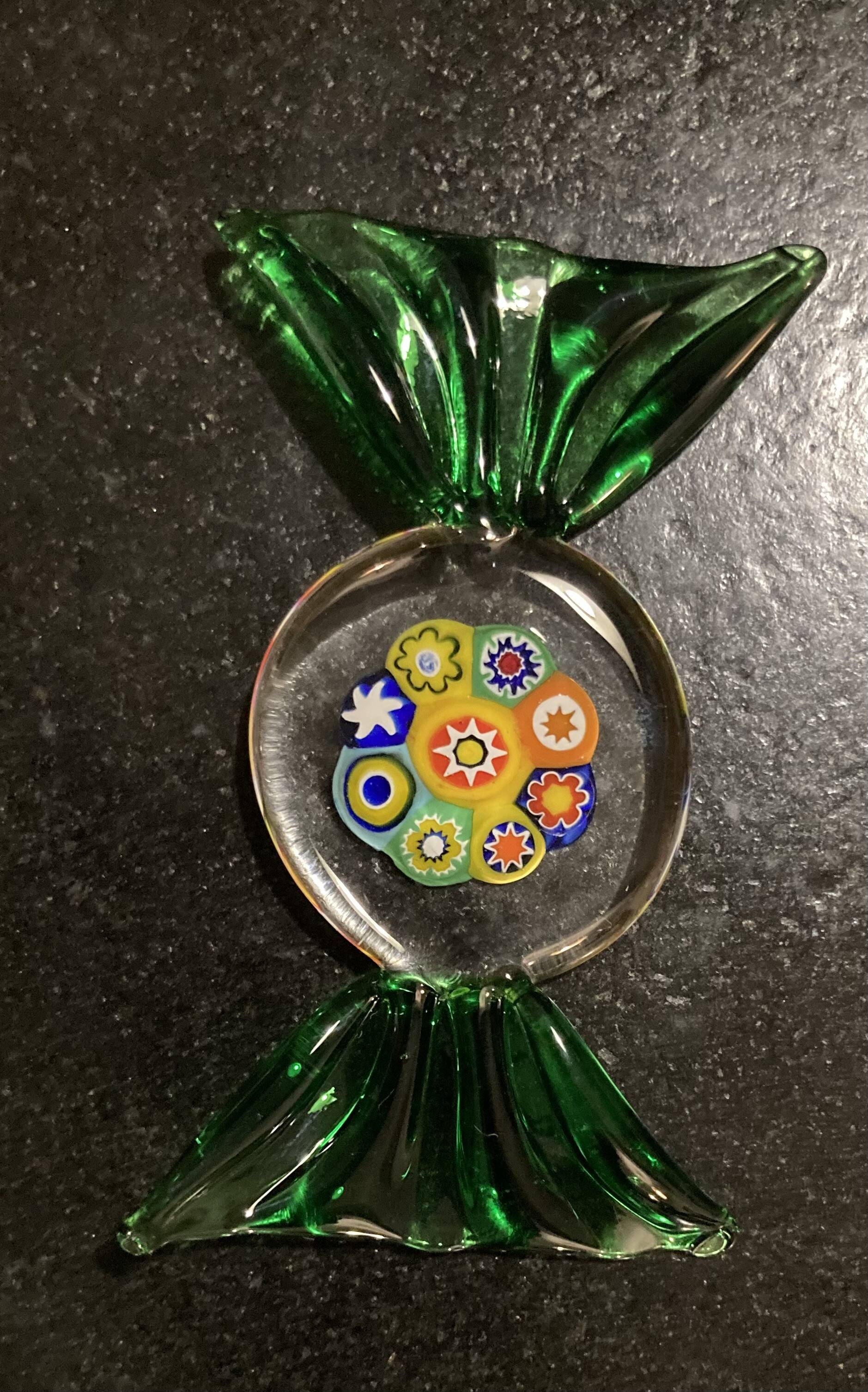Set of Murano glass candy shaped knife holders