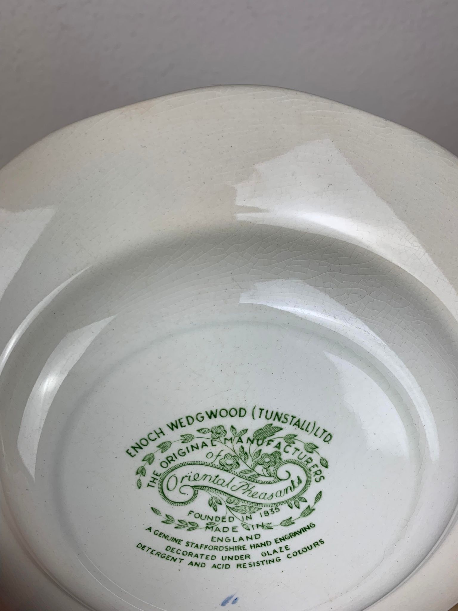 4 dessert plates Wedgwood Oriental Pheasants green