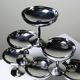8 vintage dessert bowls on a pedestal in stainless steel in the style of Guy Degrenne.