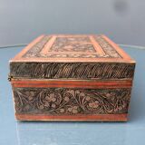 Old box in chiseled and carved brass