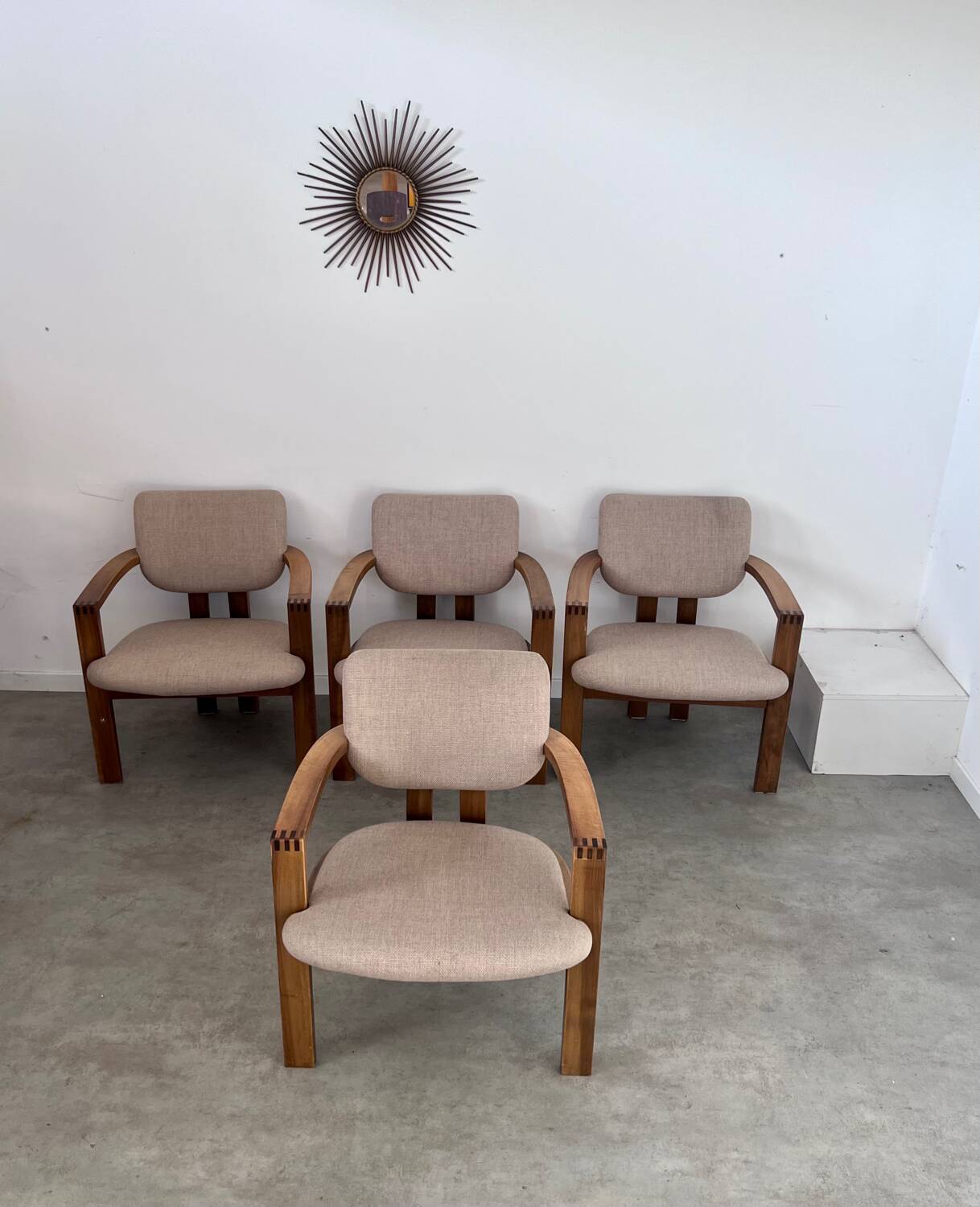 4 old armchairs Italian design chairs 70s vintage curved wood