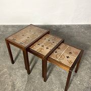 Danish nesting tables in rosewood and ceramic by Willy Ryomgard, Mo.