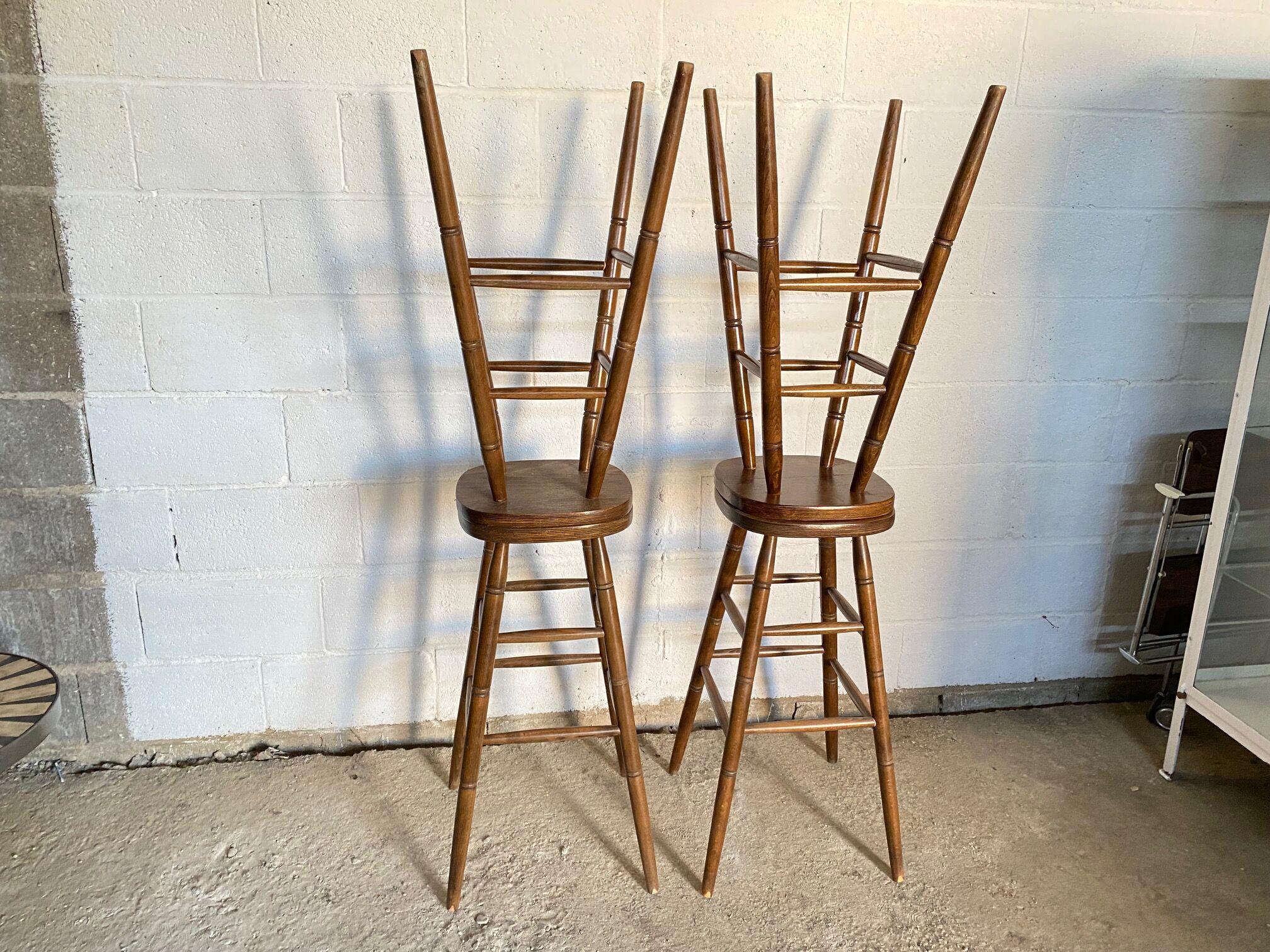 Set of 4 1950s bar top stools