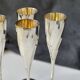 Flûtes à champagne art déco en métal argenté