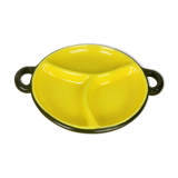 Plat rond céramique années 50 noir et jaune