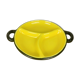 Round ceramic dish from the 50s, black and yellow
