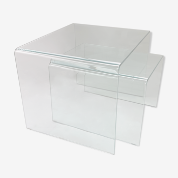 Glass nesting tables in the style of Fiam, Dutch 1980s