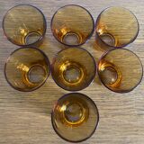 7 verres Vereco vintage en verre ambré
