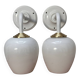 Pair of vintage white opaline wall lights