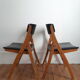 Set of 2 folding chairs in wood and skai