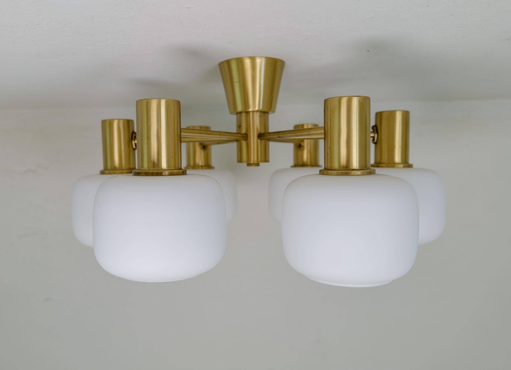Mid-century brass ceiling light ASEA Sweden, 1950s