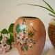 Vintage enamelled polychrome brass vase