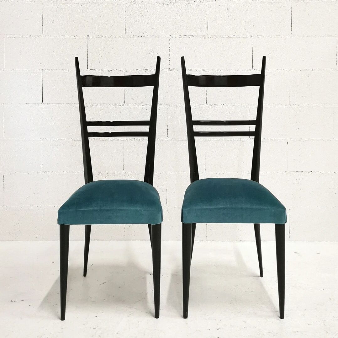 Pair of Italian high-backed chairs, 1950s