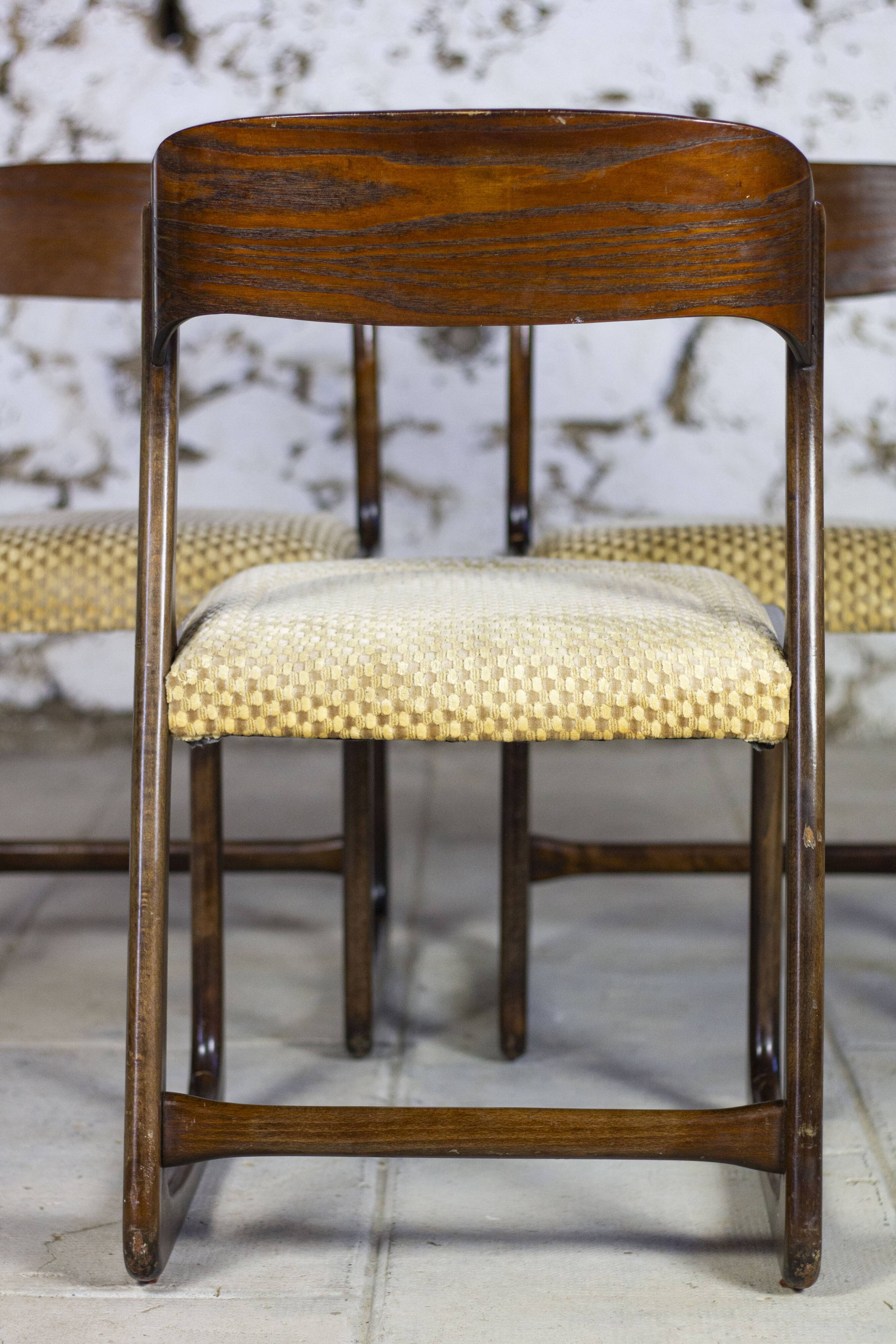 Set of 3 sleigh chairs by Baumann, 1960