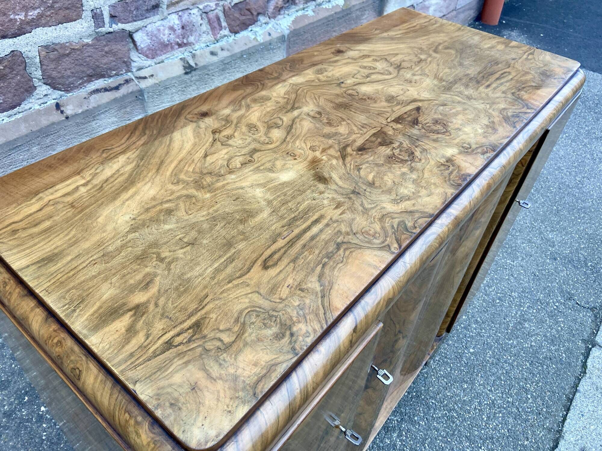Enfilade art deco mid-century vintage 1950 ronce de noyer