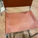 Hanging chair in Mart Stam S33 style in chrome metal and cognac imitation leather