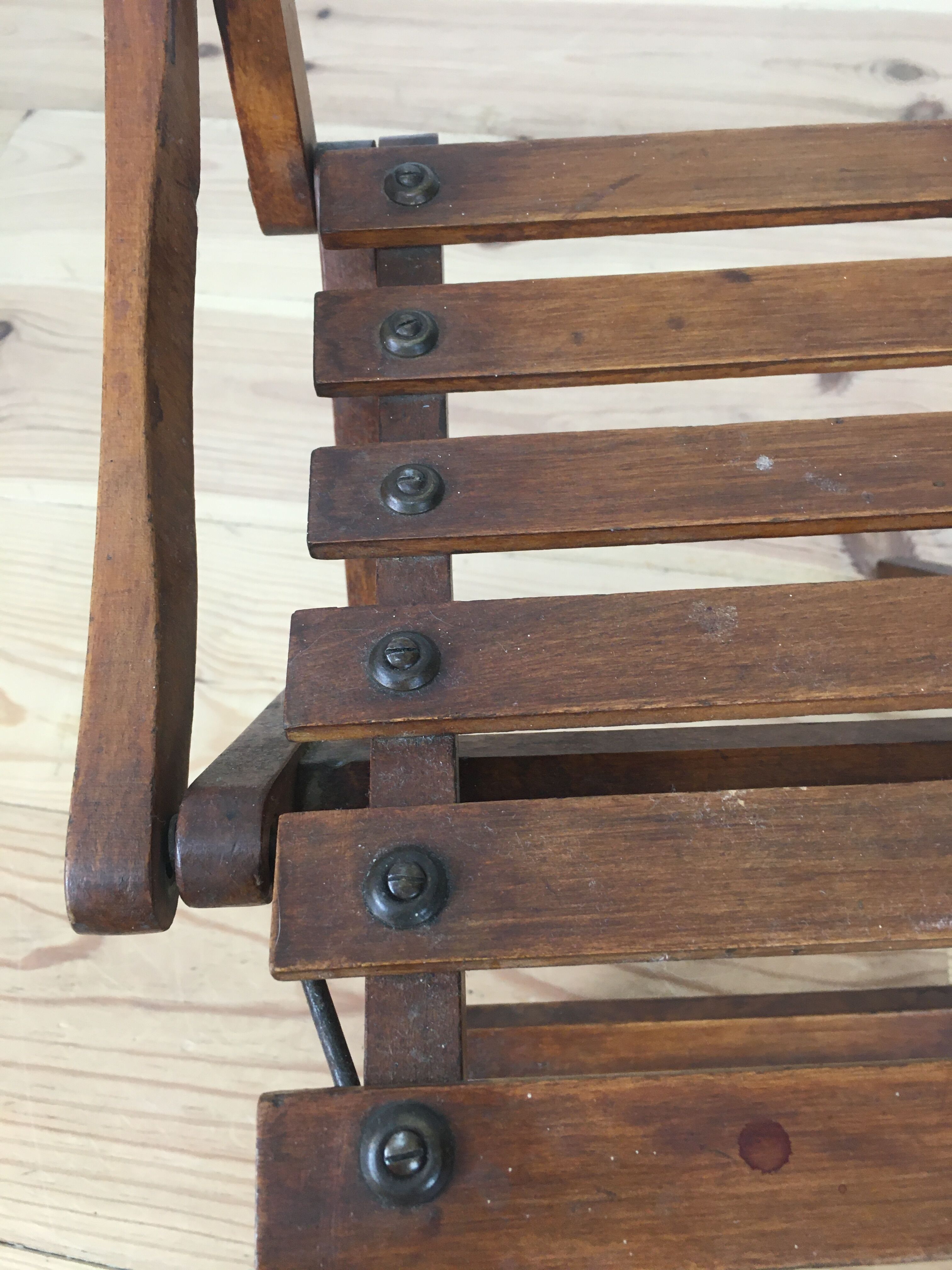 Children's folding chair in wooden slats