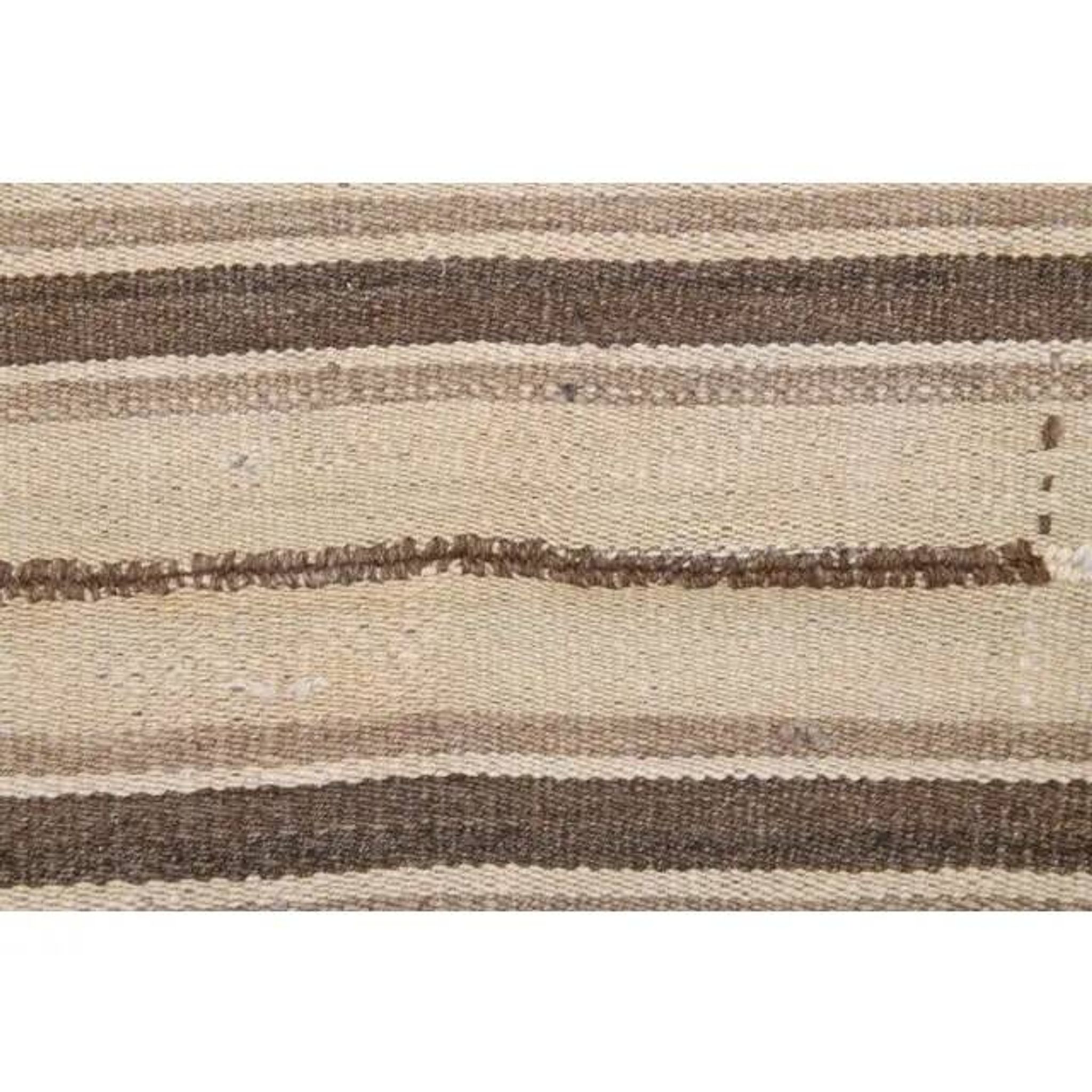 Vintage Turkish Hand-Knotted Wool Cotton Brown Kilim Runner Rug 110x213