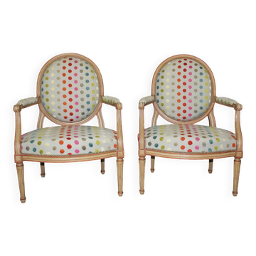 Pair of Louis XVI Medallion Style Armchairs