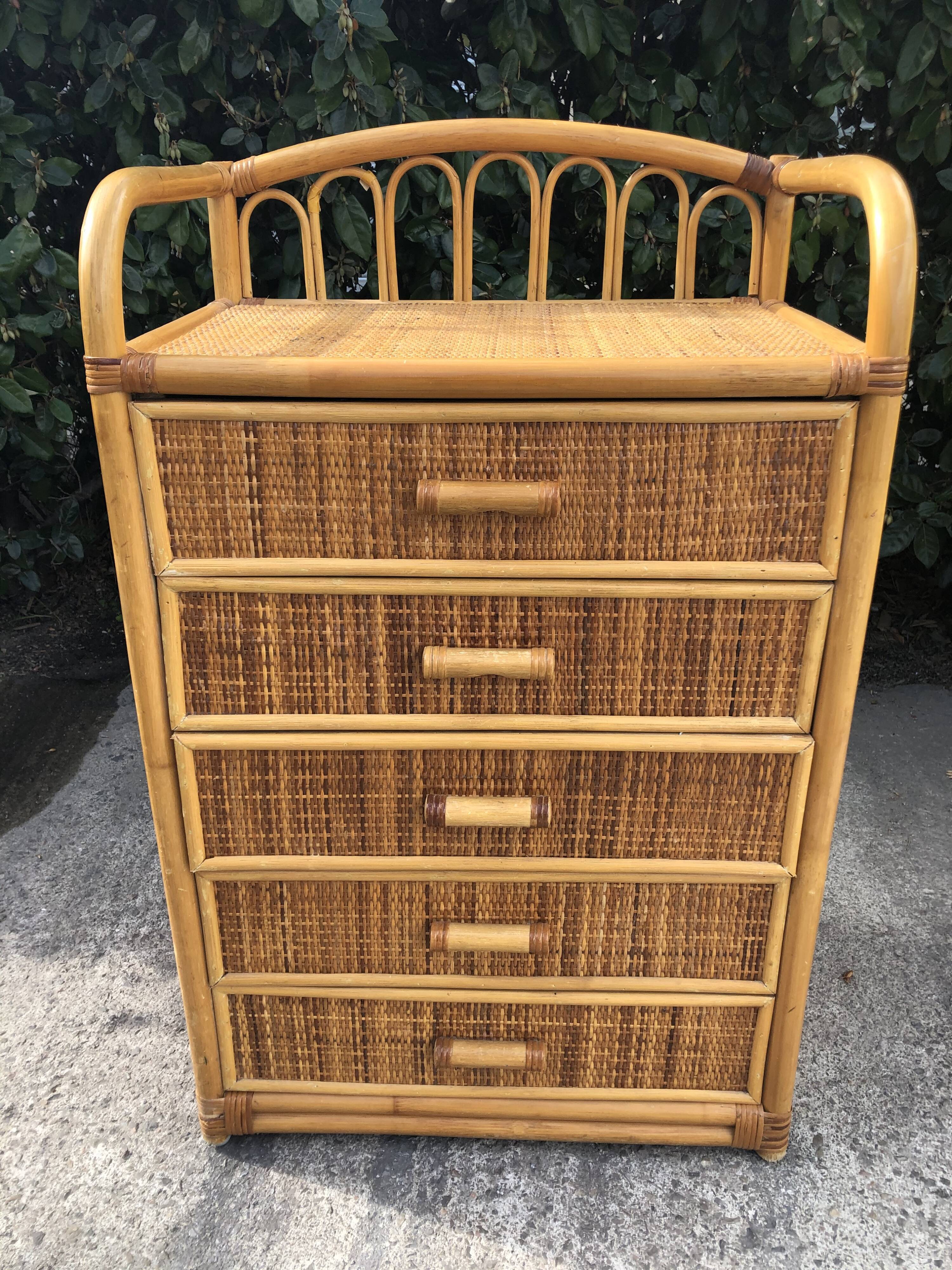 Vintage rattan and bamboo chiffon