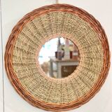 Rattan mirror and rope