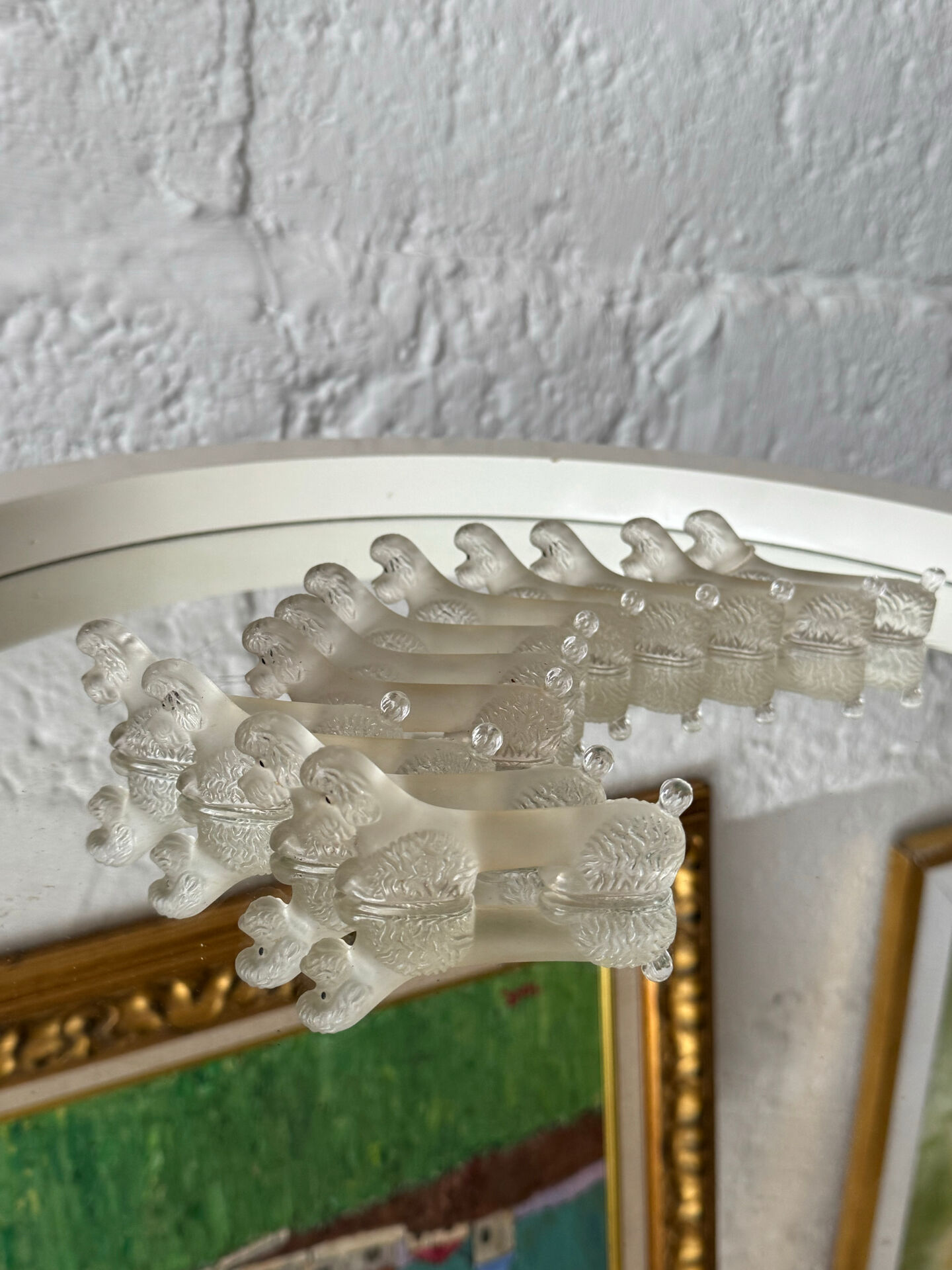 Art Deco glass poodle knife rest
