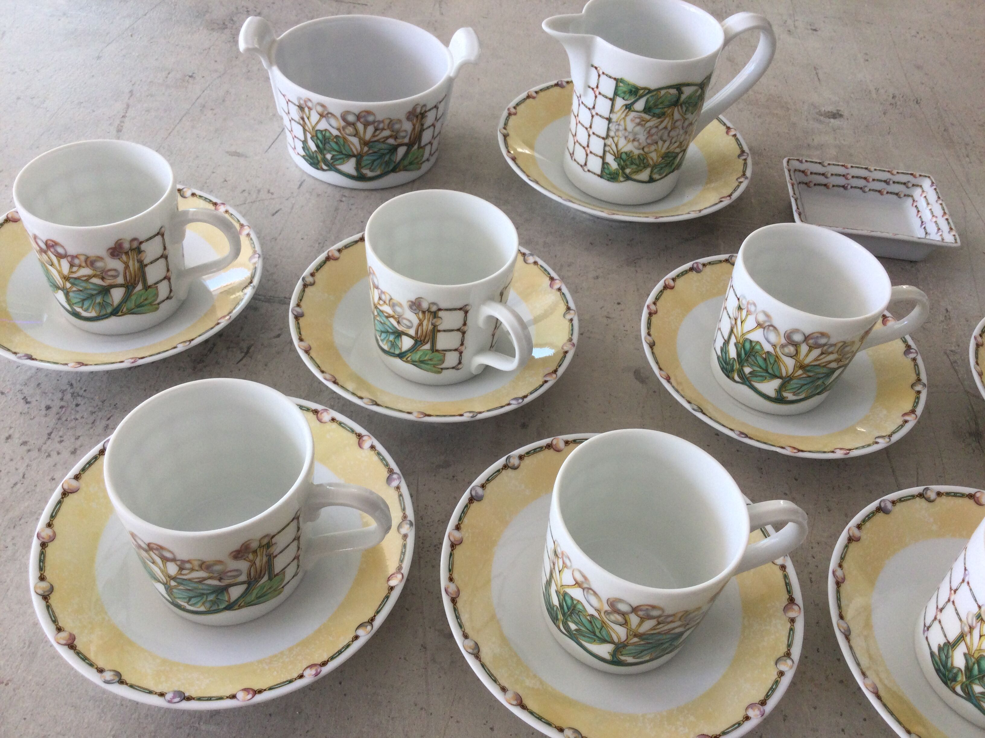 Lalique Coffee Service Pearls Model Limoges Porcelain