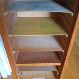 Rolling curtain filing cabinet in vintage oak
