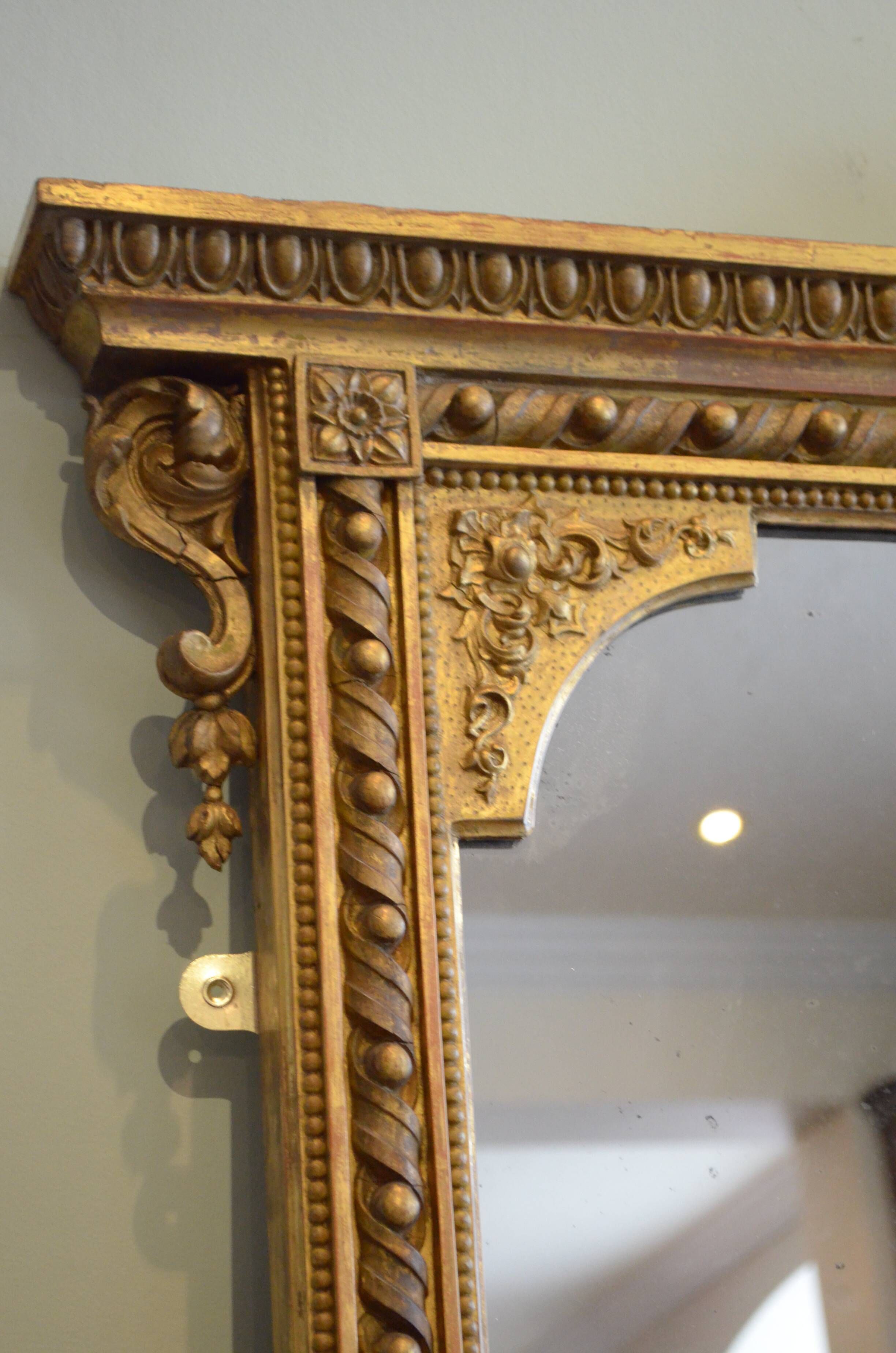 English giltwood overmantle mirror h161cm