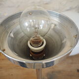 Art deco globe pendant light in white opaline and aluminum rod