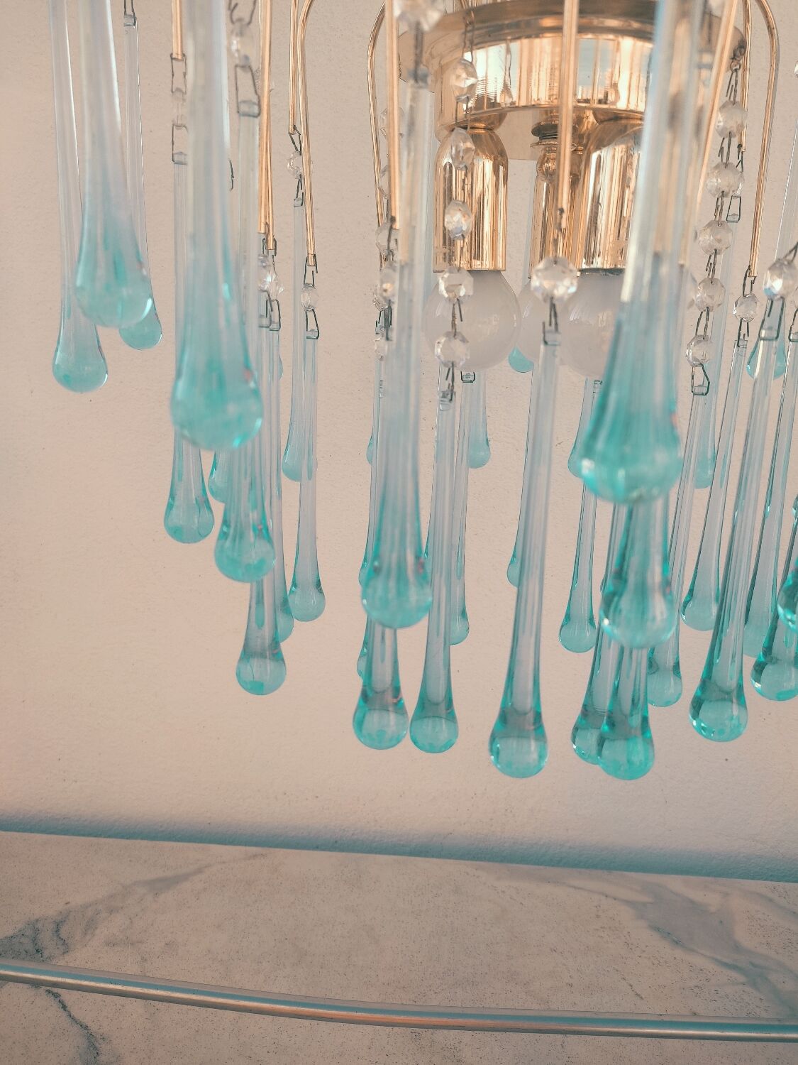 Blue drop tassel chandelier