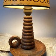 Antique turned wood lamp