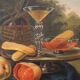 Grande peinture italienne du XVIIe siècle, nature morte antique avec des fruits.