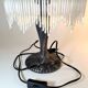 Vintage Tiffany-style fringed lamp with floral globe