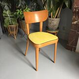 6 yellow and wood Thonet chairs