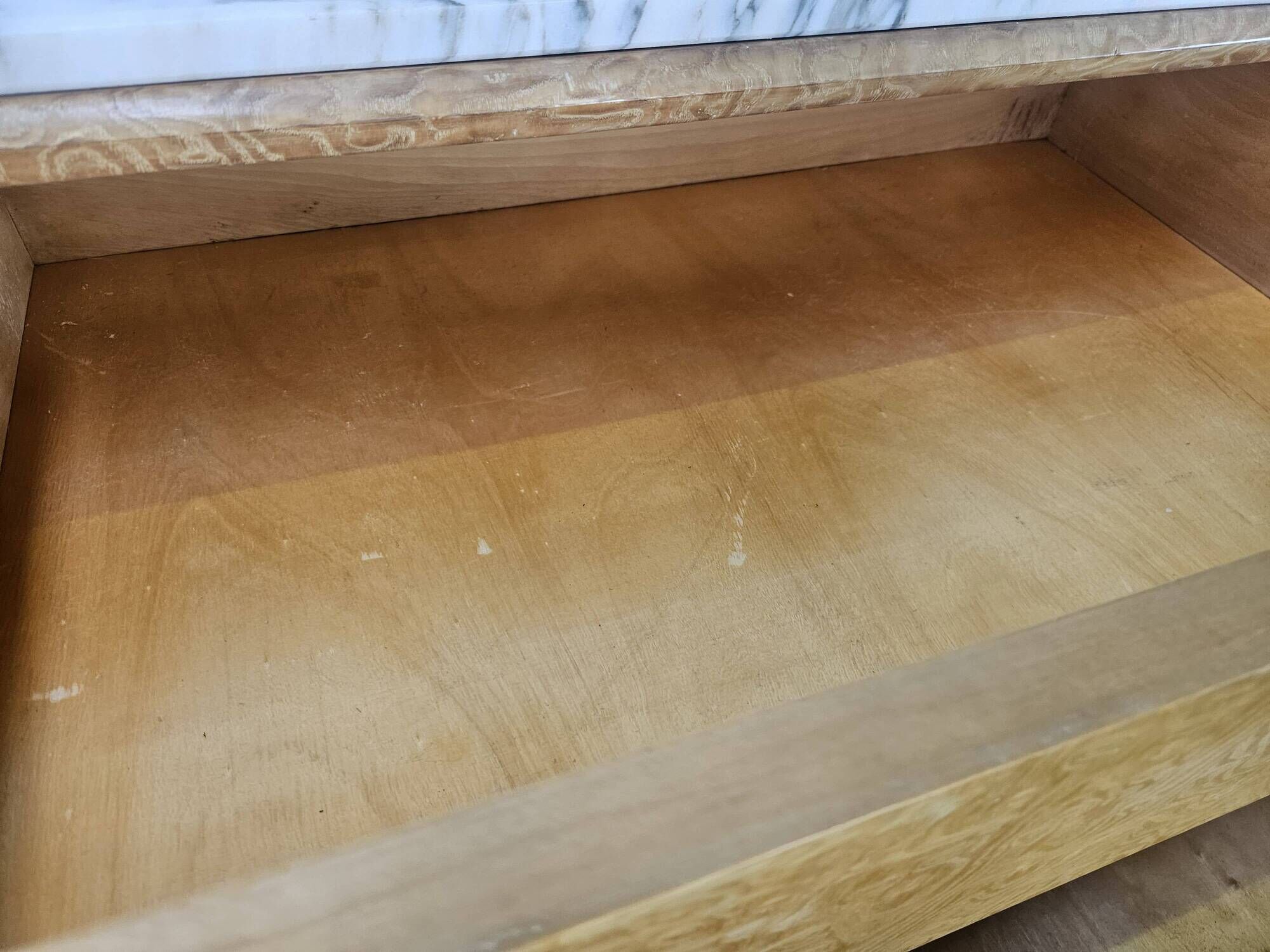 1950s maple chest of drawers with a marble top
