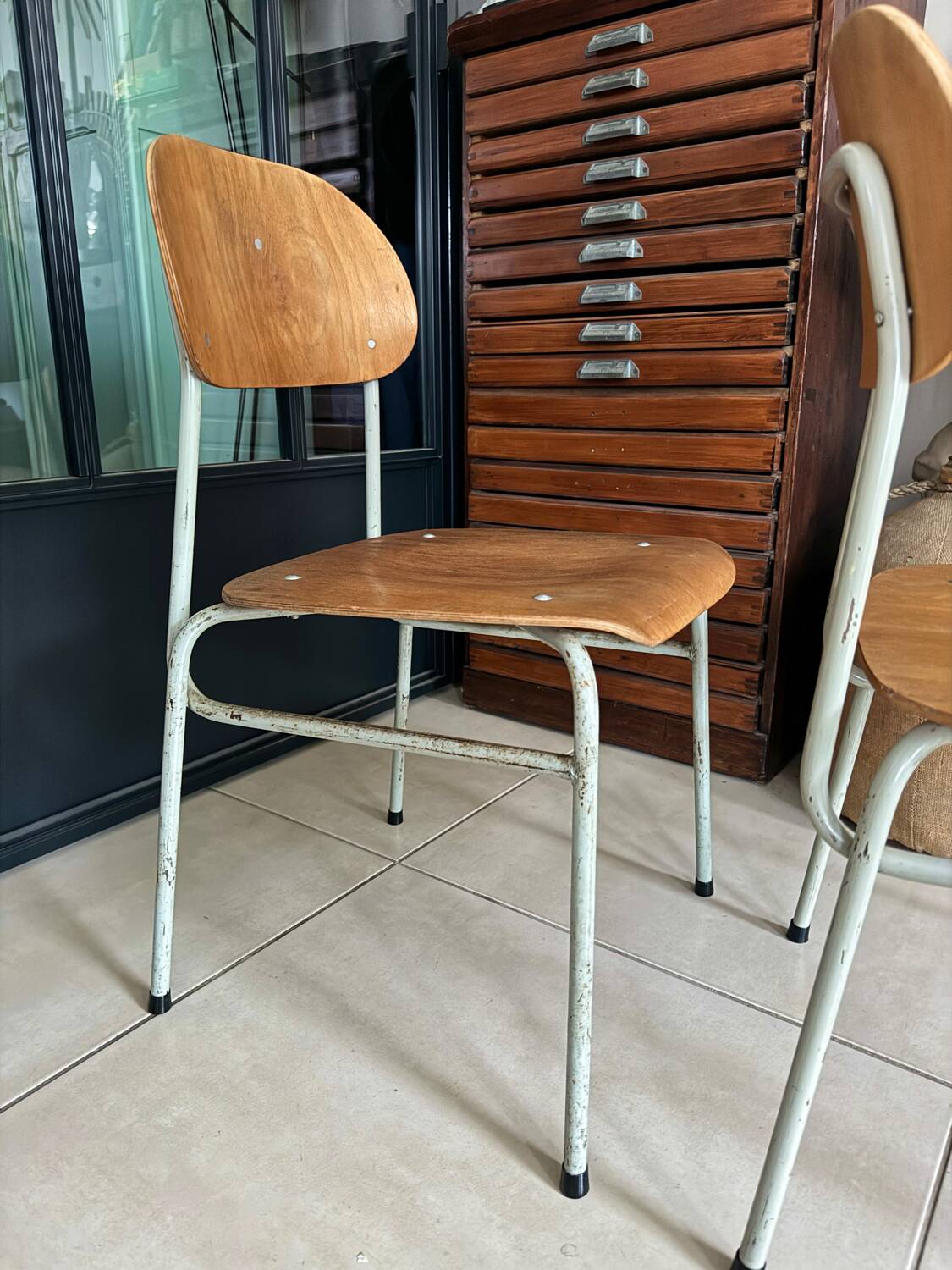 Old vintage adult school chair