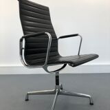 Black leather Ea-109 armchair by Charles Eames for Vitra