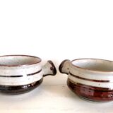 Pair of Japanese sandstone caquelons