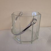 Seau champagne verre hexagonal anse métal 80's