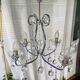Art Deco chandelier from the early 20th century in chrome brass, with glass pendants.