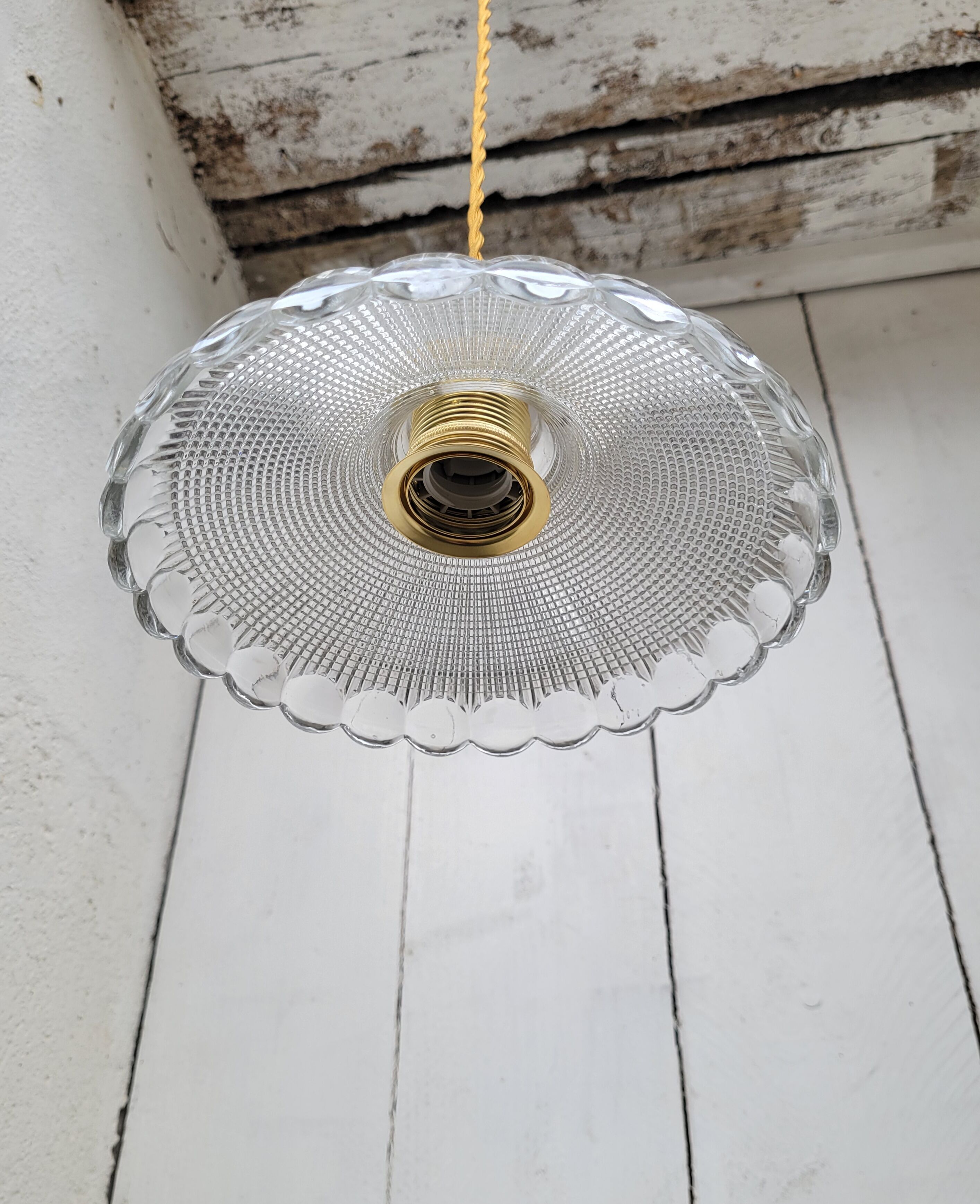 Holophane glass pendant lamp