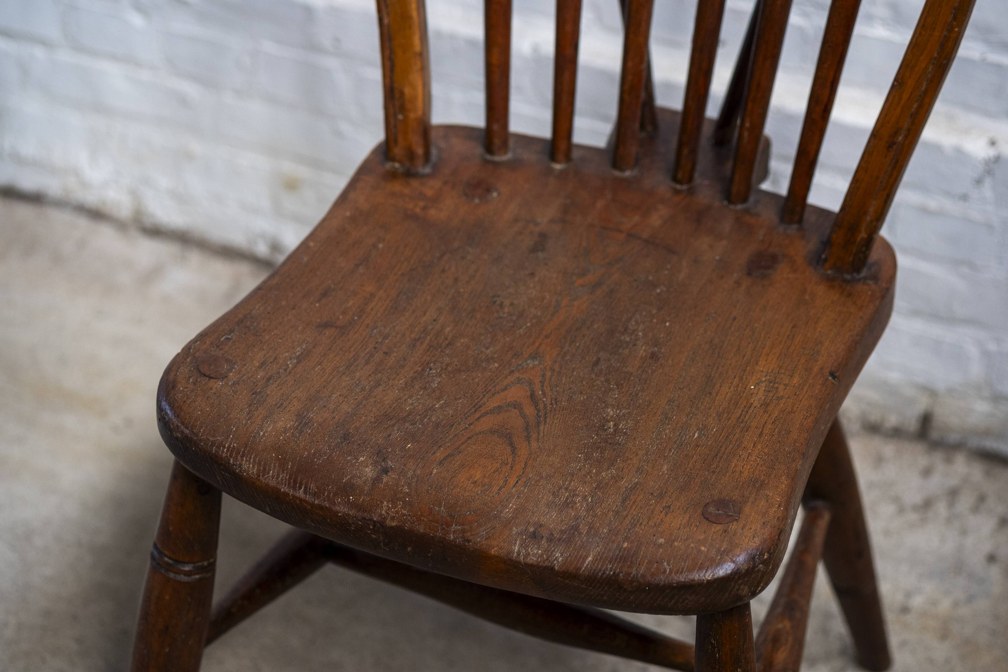 Early Charles Gibbons Windsor Chair in Elm, 1889 High Wycombe